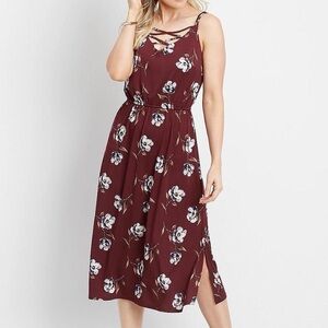 Maurices Burgundy Floral Dress